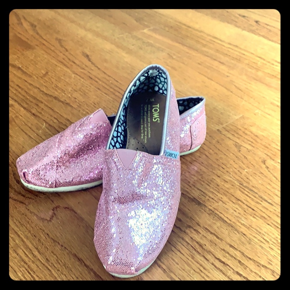TOMS pink glitter classic shoe